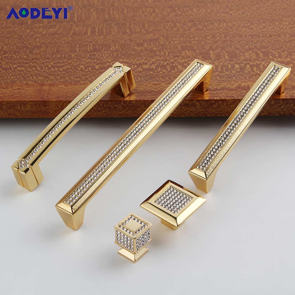 Drawer Pull Gold - 24K Real Gold Sliver Crystal Drawer