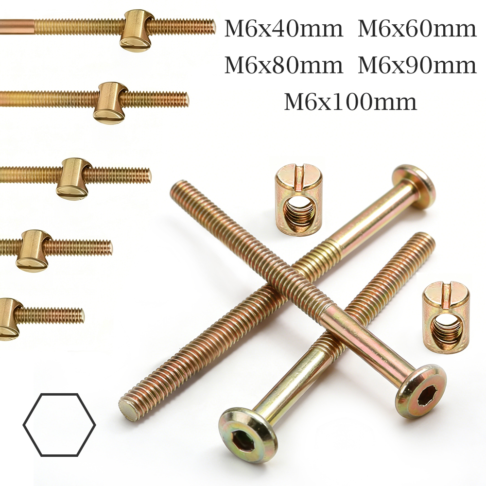 Furniture Hardware Barrel Nut - 10pcs M6 Hex Socket Furniture Bolts