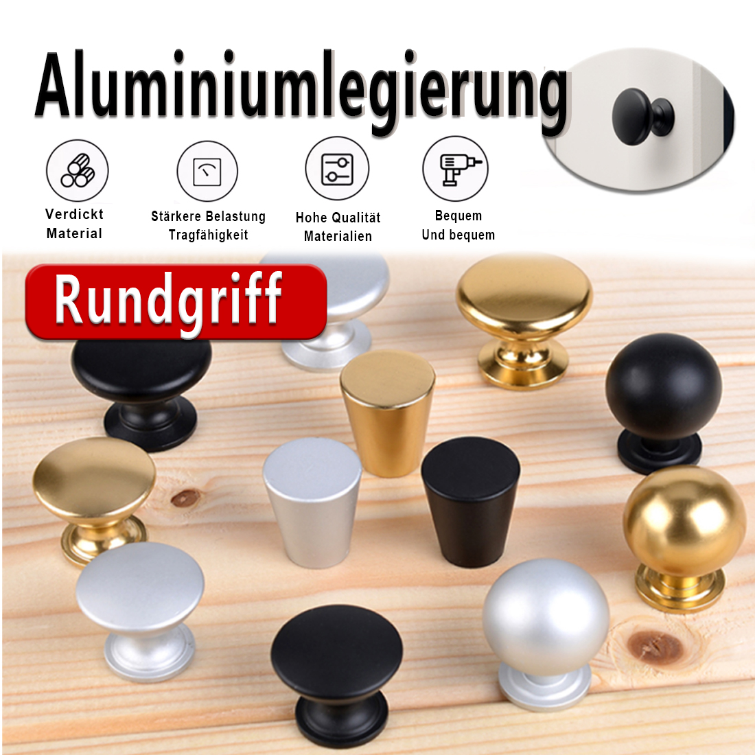 Furniture Hardware Bolts - 5PCS Aluminum Kitchen Cupboard Round Shape