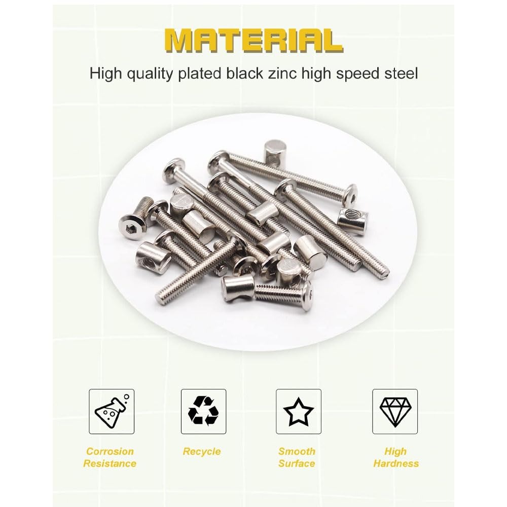 20 Set Crib Screws Baby Bed Cr - Furniture Hardware Barrel Nut 评论和价格