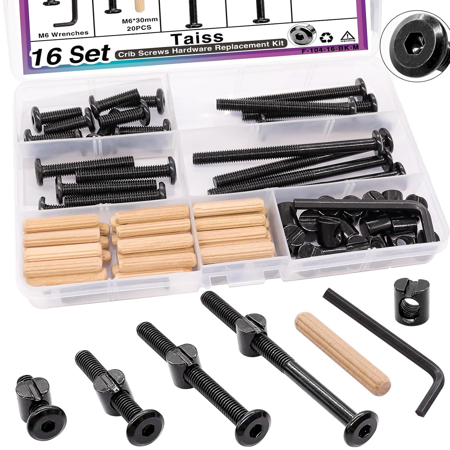 16 Set Crib Screws M6x20mm/ 40 - Furniture Hardware Barrel Nut 评论和价格