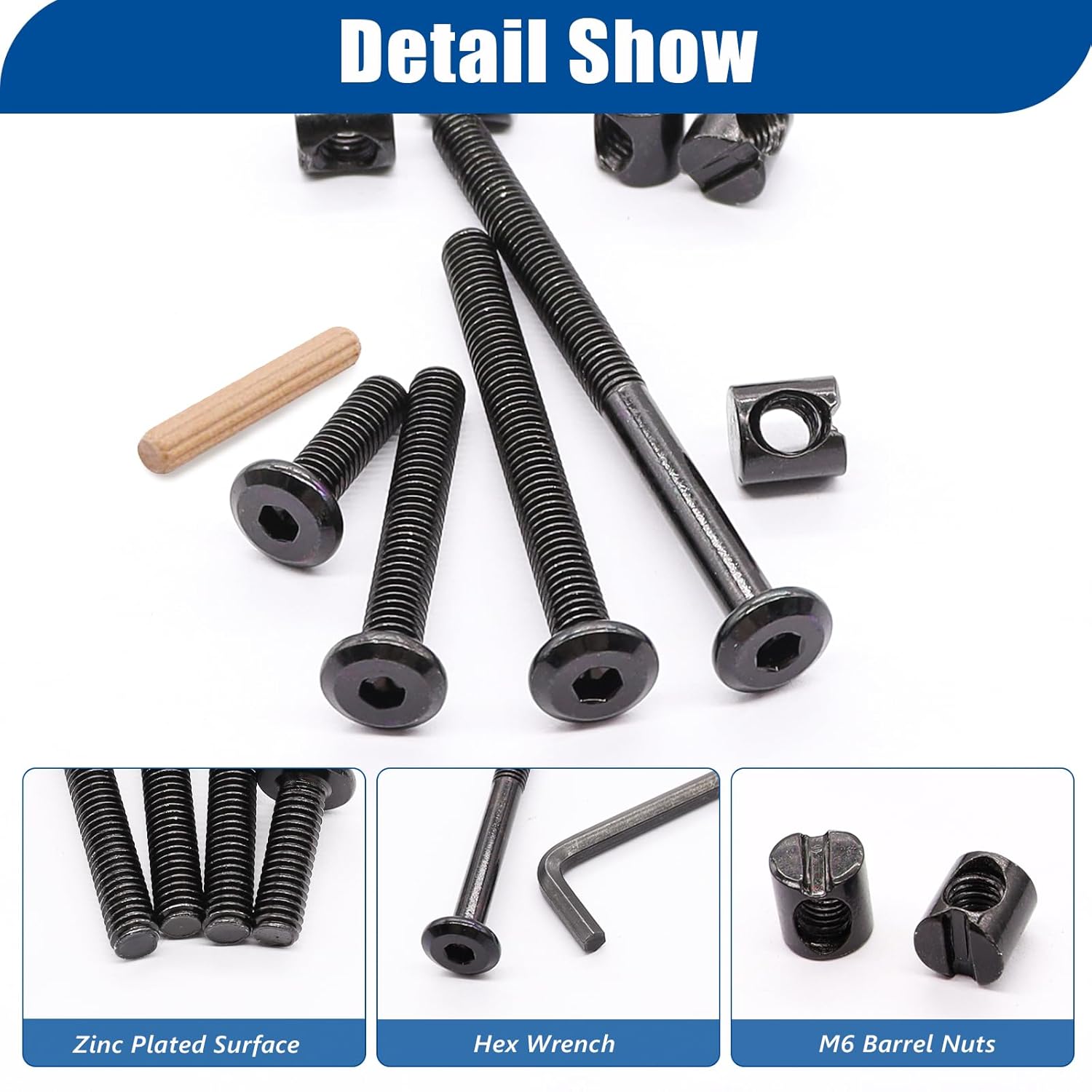 16 Set Crib Screws M6x20mm/ 40 - Furniture Hardware Barrel Nut 评论和价格