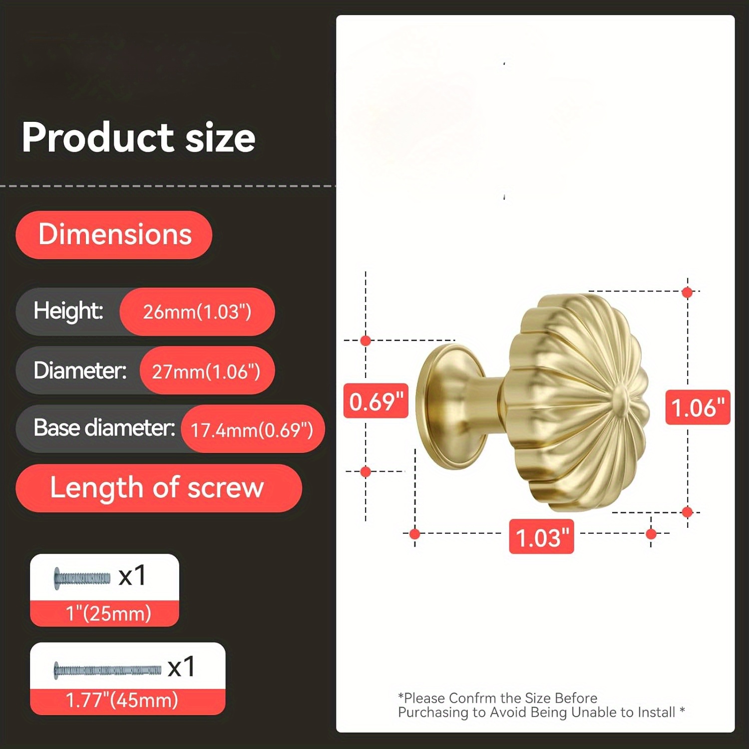 5 Pack Gold Cabinet Knobs Bras - Drawer Pull Gold 评论和价格