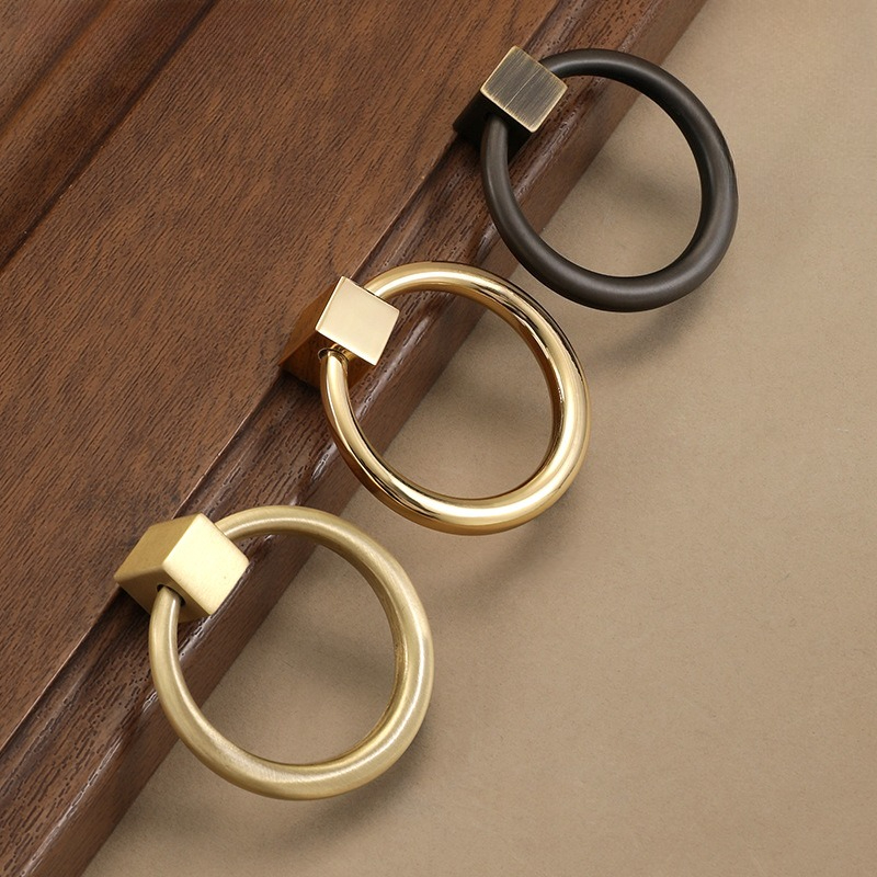 Circle Handles Gold Color Copp - Drawer Pull Gold 评论和价格