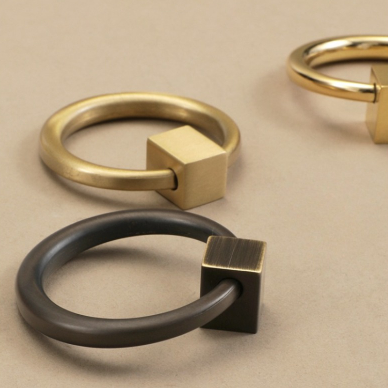Circle Handles Gold Color Copp - Drawer Pull Gold 评论和价格