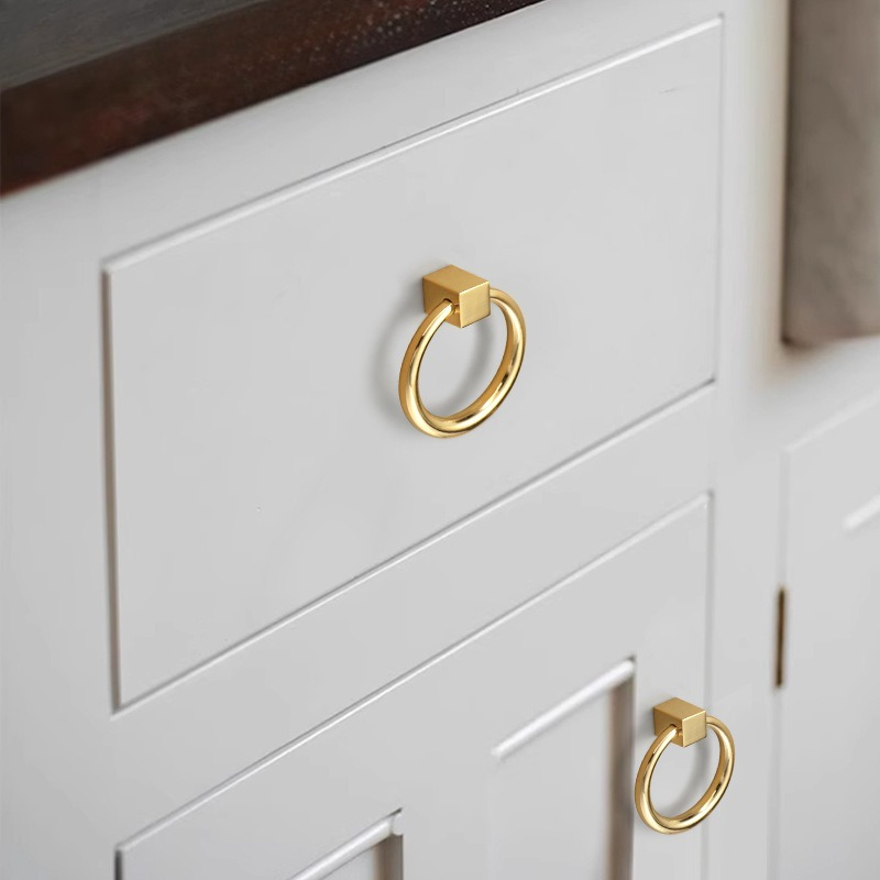 Circle Handles Gold Color Copp - Drawer Pull Gold 评论和价格