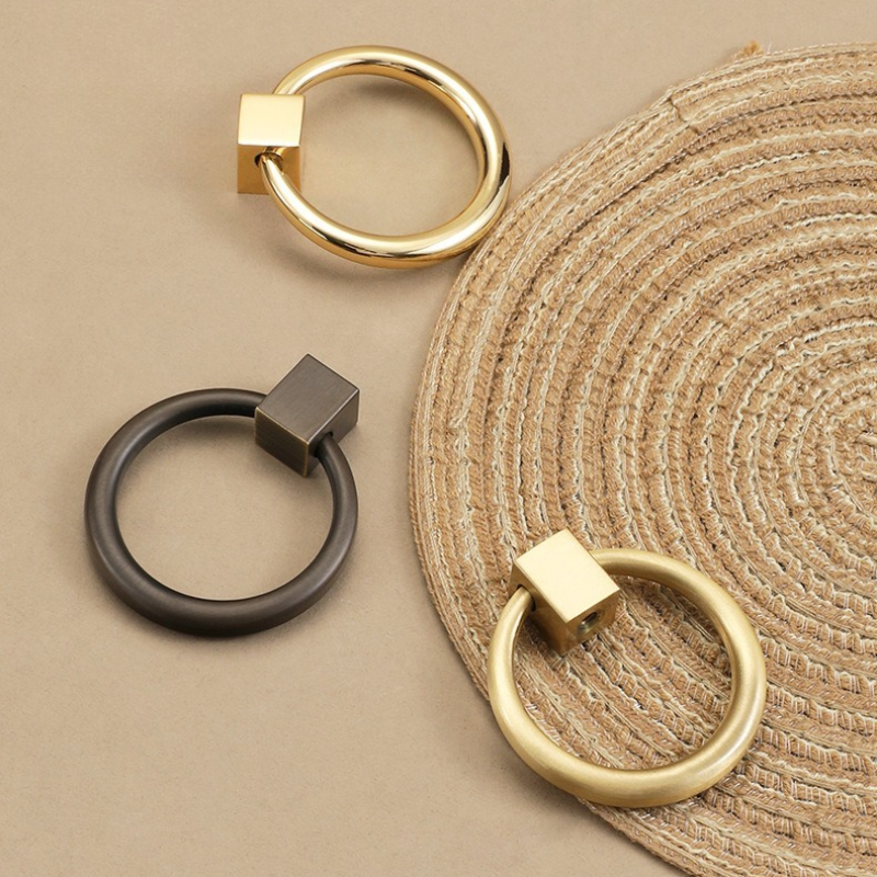 Circle Handles Gold Color Copp - Drawer Pull Gold 评论和价格