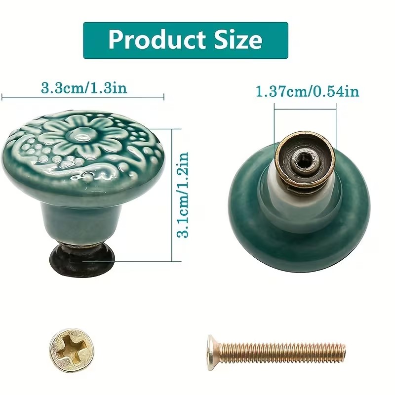 12pcs Ceramic Cabinet Knobs, F - Furniture Hardware Bolts 评论和价格