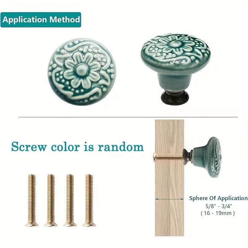 12pcs Ceramic Cabinet Knobs, F - Furniture Hardware Bolts 评论和价格