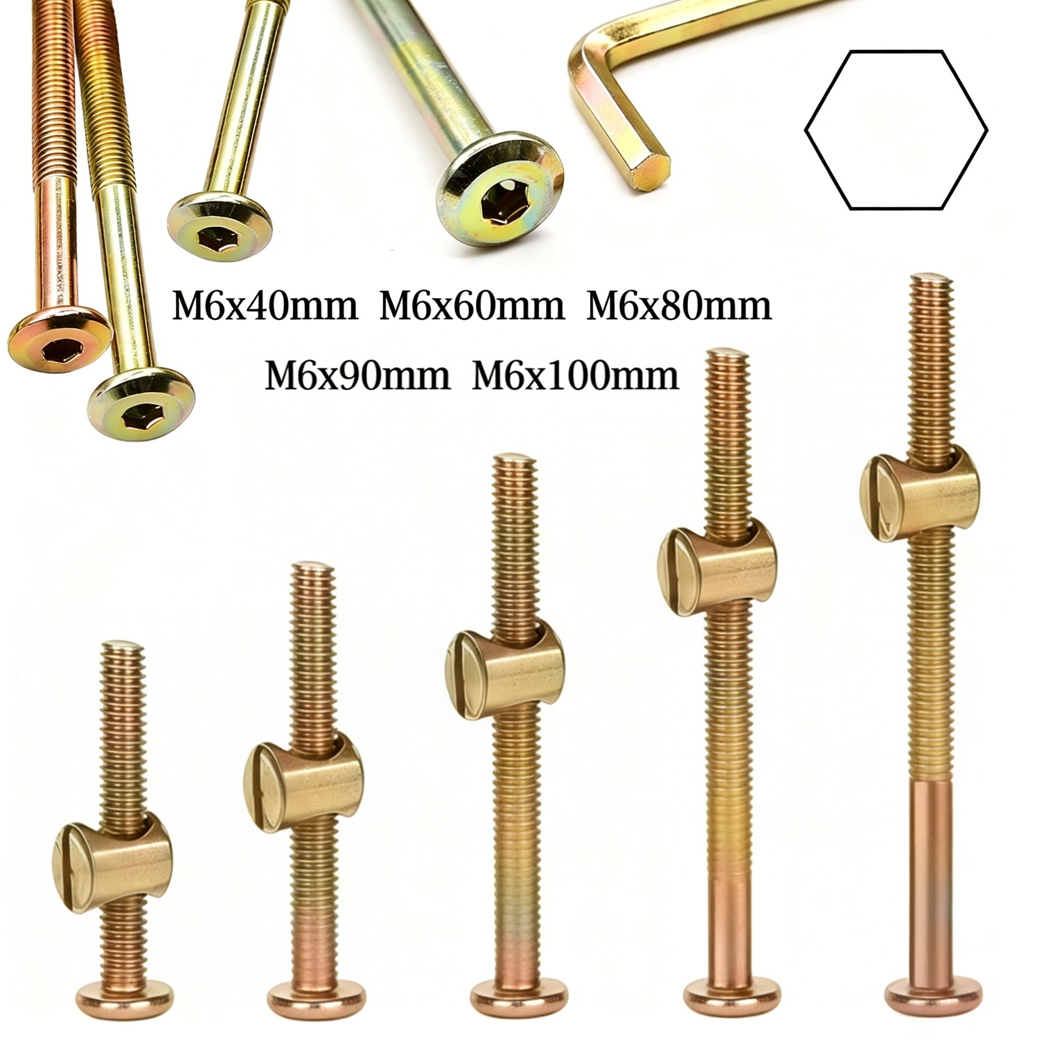 10pcs M6 Hex Socket Furniture  - Furniture Hardware Barrel Nut 评论和价格
