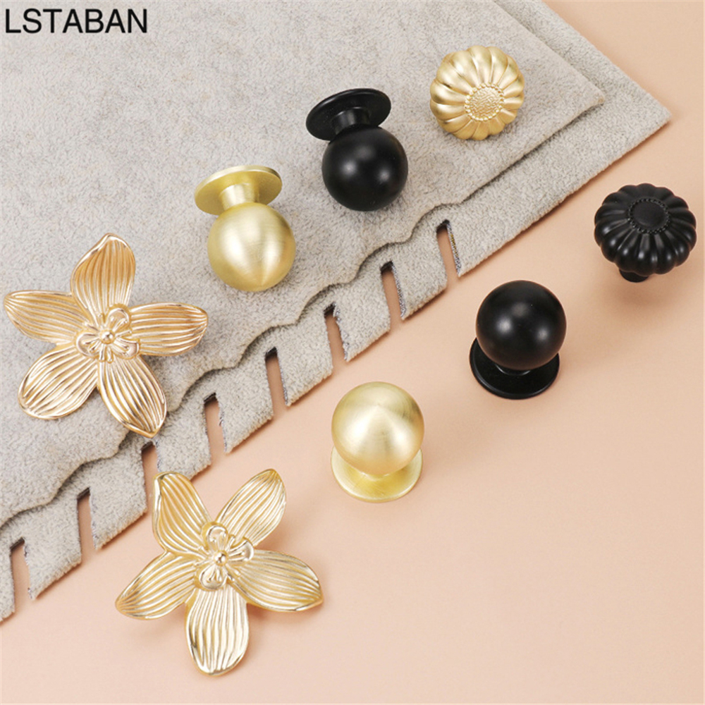 Flower Shape Solid Gold Kitche - Drawer Pull Gold 评论和价格