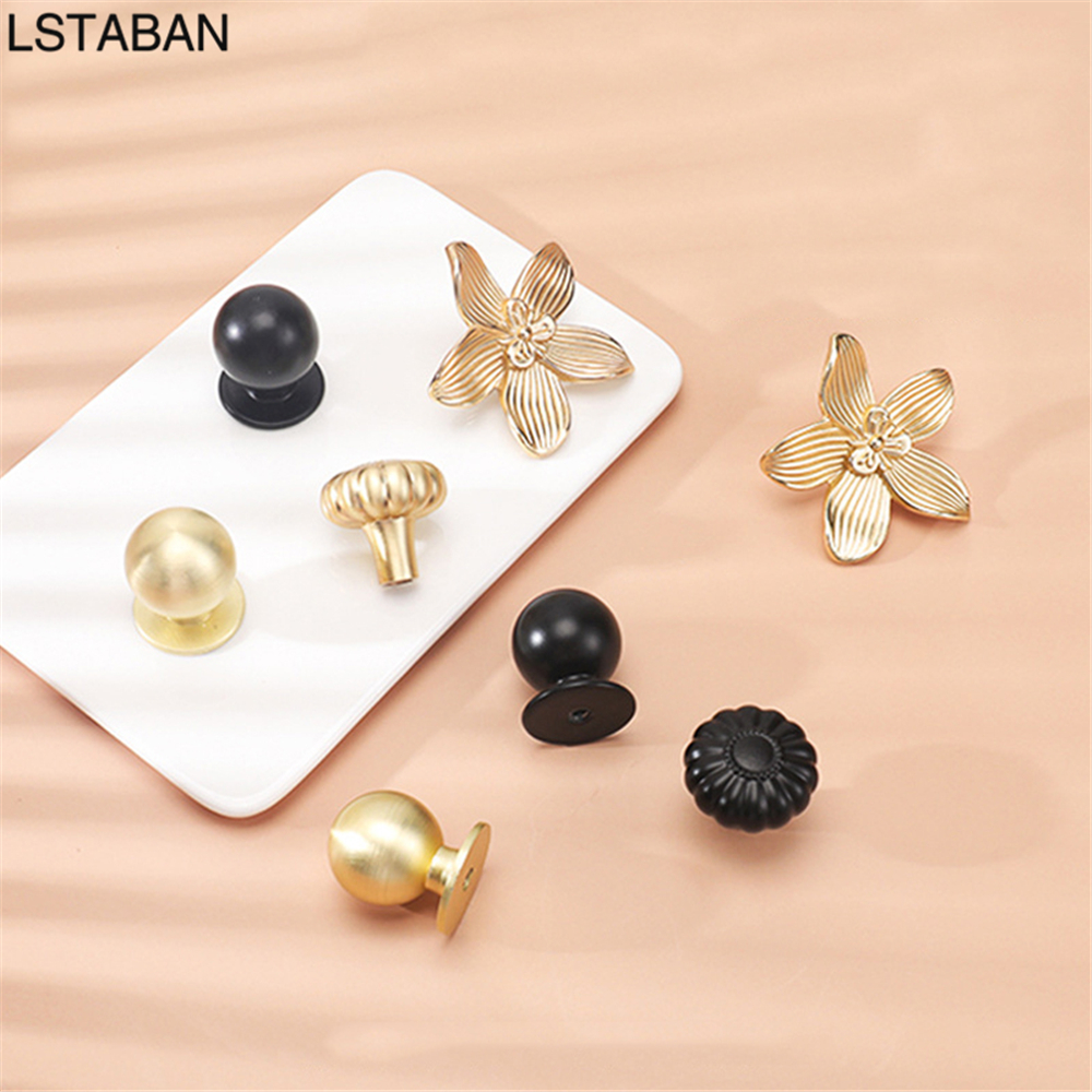 Flower Shape Solid Gold Kitche - Drawer Pull Gold 评论和价格