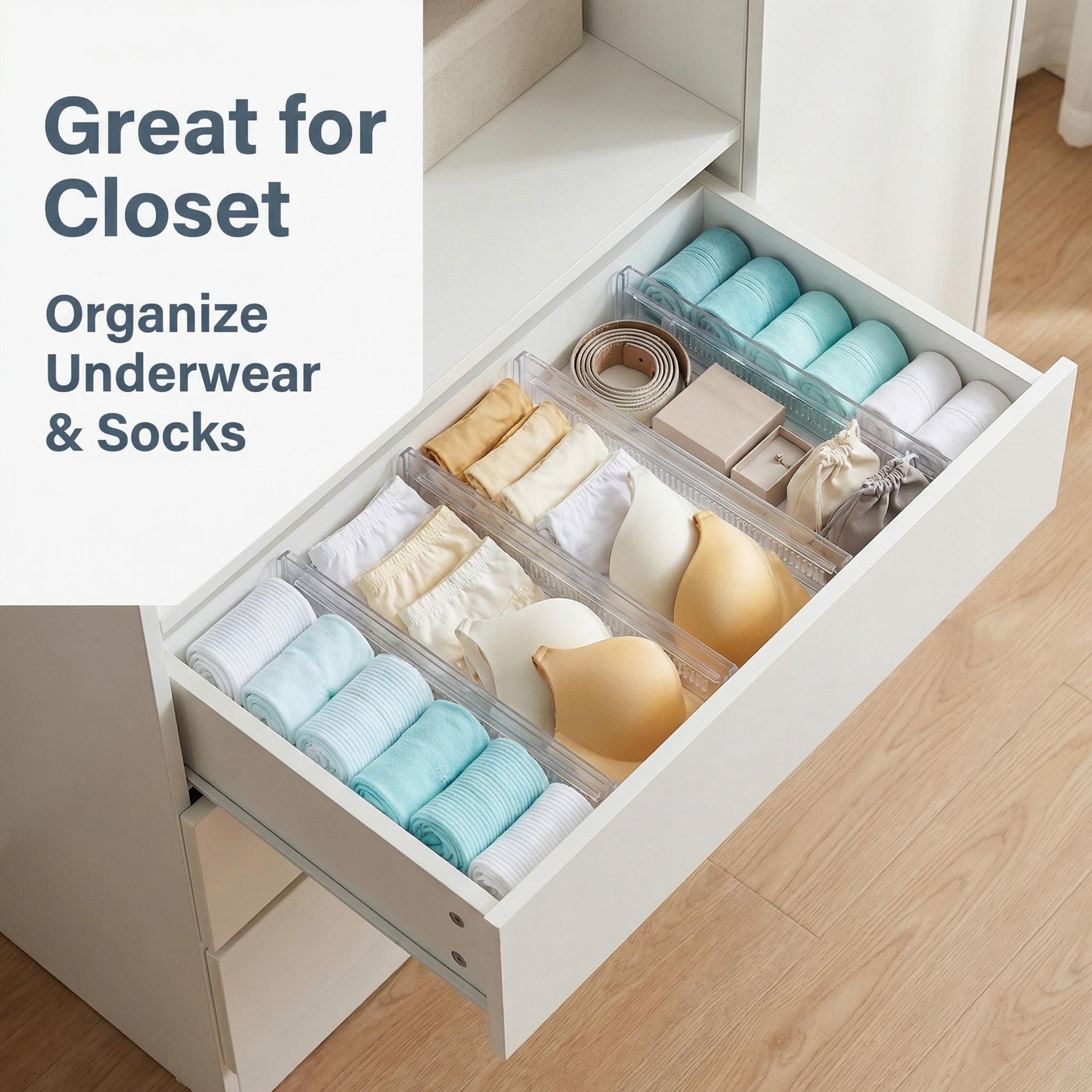 3/5/7-Pack Drawer Dividers, Cl - Drawer Organizer Peg 评论和价格