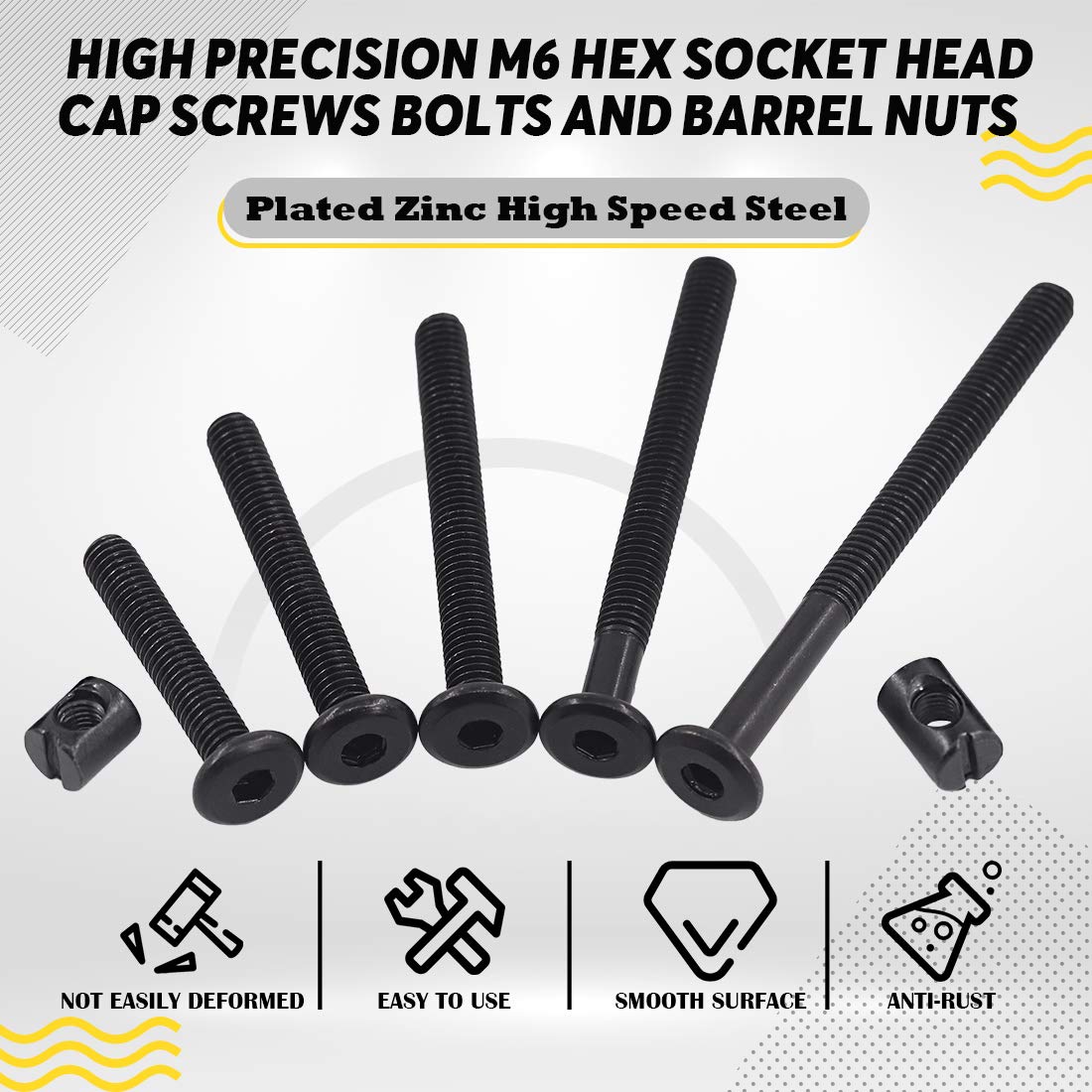 M6 Hex Socket Head Screws Bolt - Furniture Hardware Barrel Nut 评论和价格
