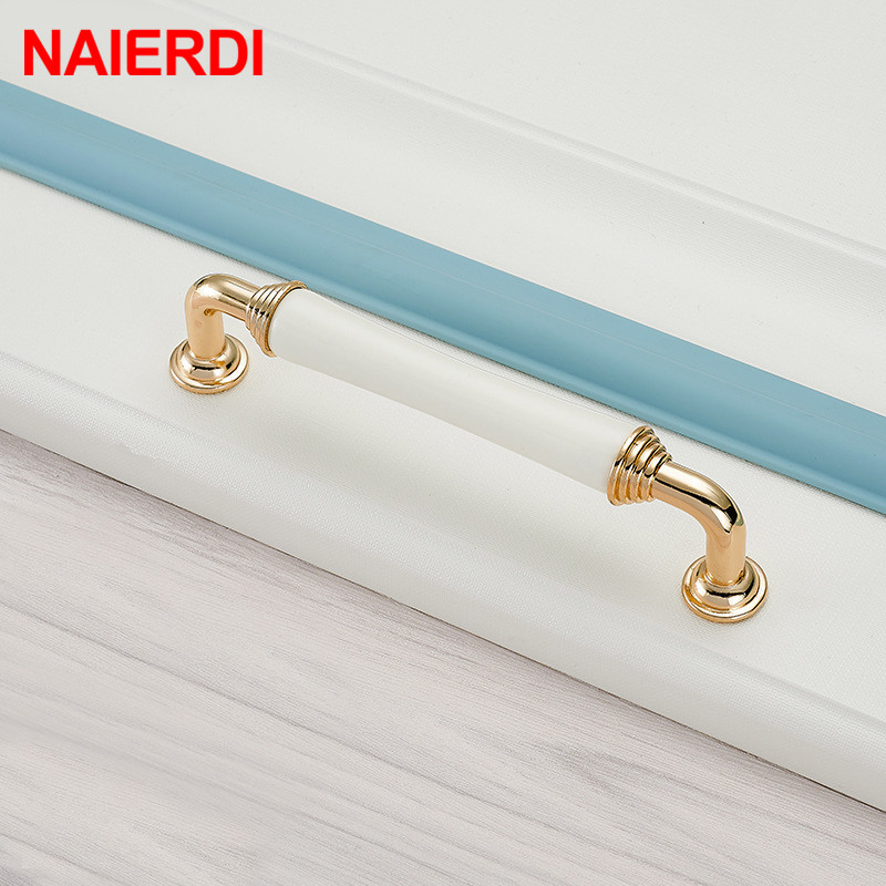 NAIERDI Gold White Creamic Cab - Drawer Pull Gold 评论和价格