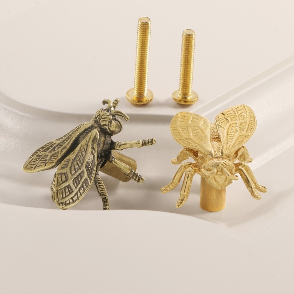 Creative Retro Bee Brass Handl - Drawer Pull Gold 评论和价格